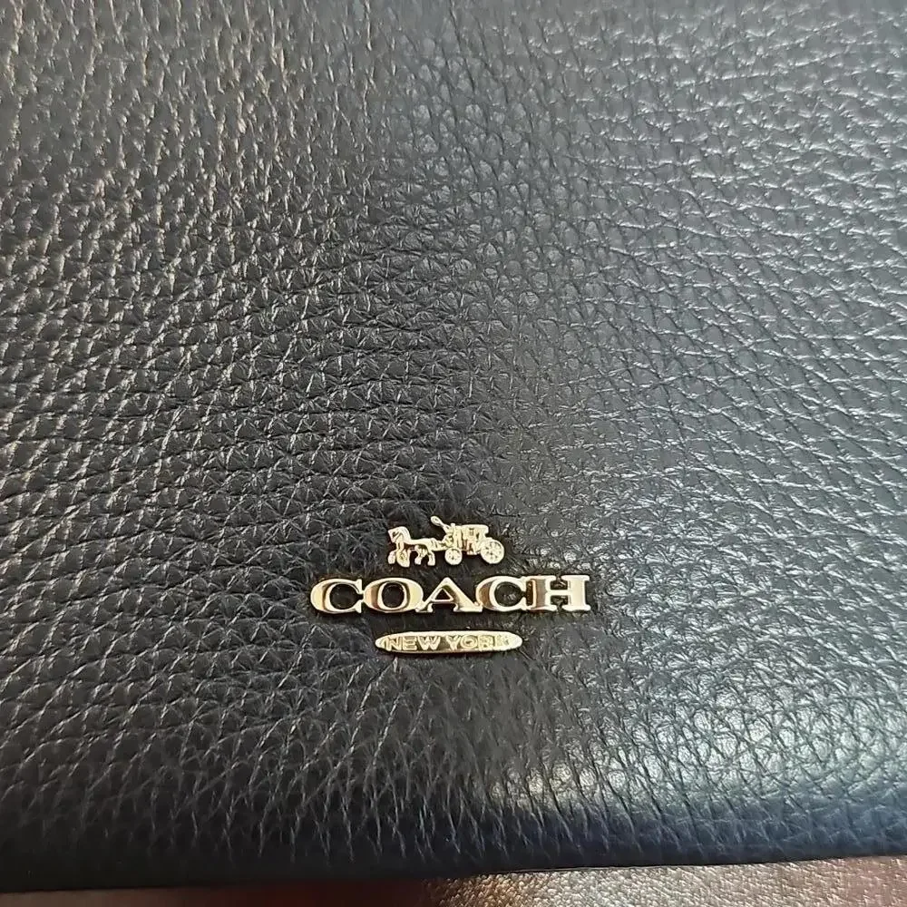 COACH Black Pebble Leather Double Zip Wristlet - Picture 2 of 7